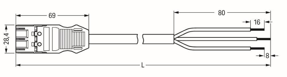 WAGO WINSTA MIDI Steckverbinder-System 3-5x4 mm² Anschlussleitung, Stecker - offenes Leitungsende, 3 polig, schwarz-1