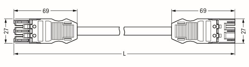 WAGO WINSTA MIDI Steckverbinder-System 3-5x4 mm² Verbindungsleitung, Buchse - Stecker, 3 polig, schwarz-1