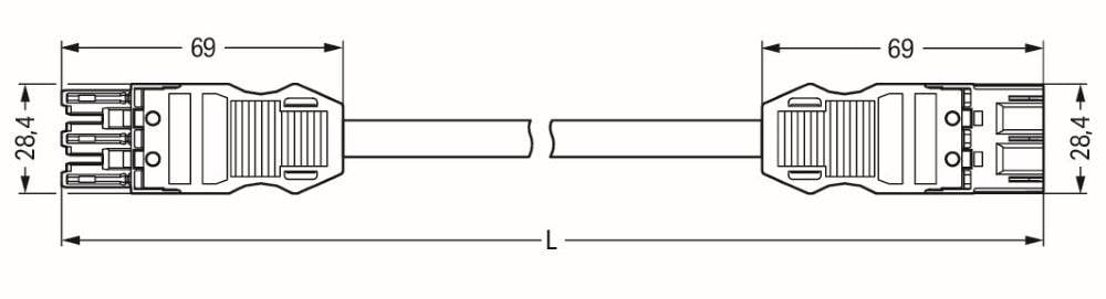 WAGO WINSTA MIDI Steckverbinder-System 3-5x4 mm² Verbindungsleitung, Buchse - Stecker, 3 polig, schwarz-1