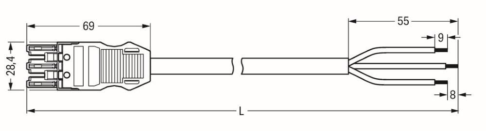 WAGO WINSTA MIDI Steckverbinder-System 3-5x4 mm² Anschlussleitung, Buchse - offenes Leitungsende, 3 polig, weiß-1