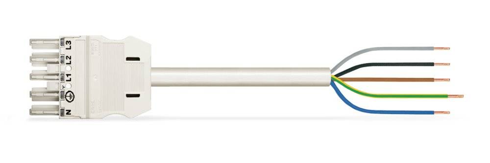 WAGO WINSTA MIDI Steckverbinder-System 3-5x4 mm² Anschlussleitung, Buchse - offenes Leitungsende, 5 polig, weiß-0