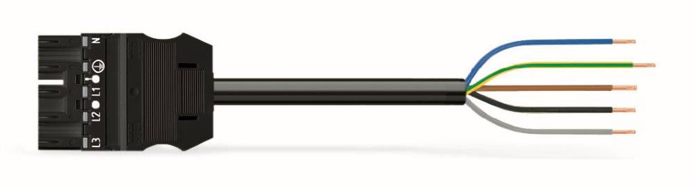 WAGO WINSTA MIDI Steckverbinder-System 3-5x4 mm² Anschlussleitung, Stecker - offenes Leitungsende, 5 polig, schwarz-0