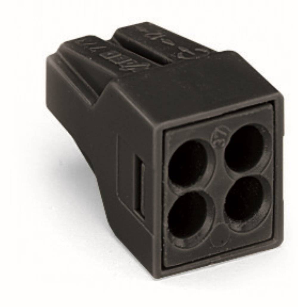 Wago Verbindungsdosenklemme;für ein- und mehrdrähtige Leiter;max. 2,5 mm²;schwarz - 773-514 - 100 Stück-0