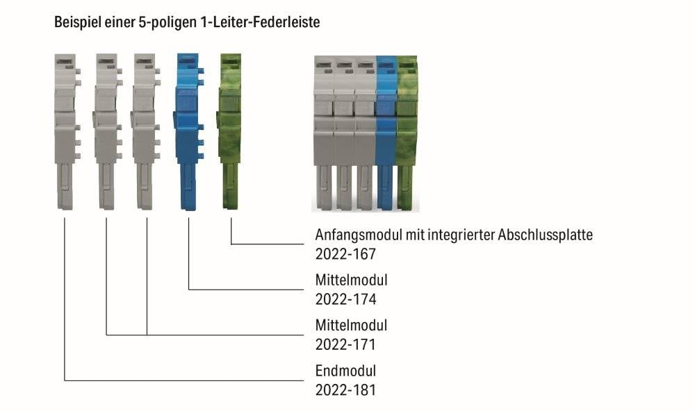 Wago 1-Leiter-Federleisten-Mittelmodul;Push-in CAGE CLAMP®;4 mm²;grün-gelb - 2022-177 - 250 Stück-1