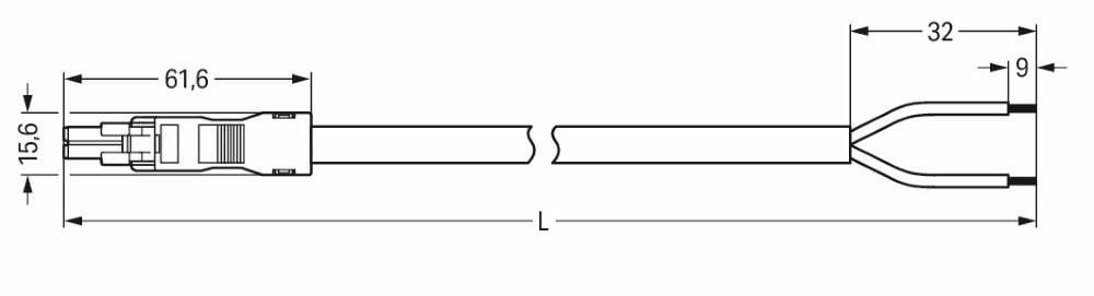 WAGO WINSTA MINI 2-5x1,5 mm² Anschlussleitung, Buchse - offenes Leitungsende, 2 polig, schwarz-1