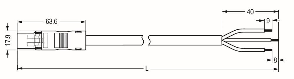 WAGO WINSTA MINI 2-5x1,5 mm² Anschlussleitung, Stecker - offenes Leitungsende, 3 polig, schwarz-1