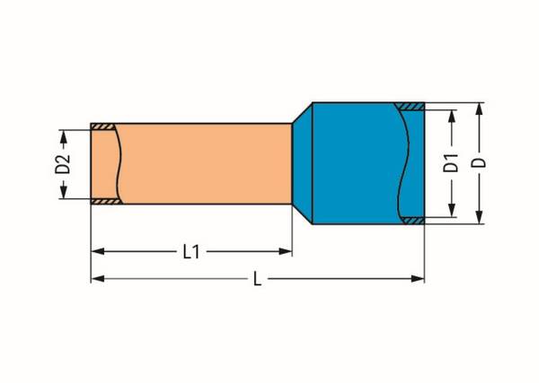 Wago Aderendhülse;Hülse für 16 mm² / AWG 6;mit Kunststoffkragen;blau - 216-210 - 500 Stück