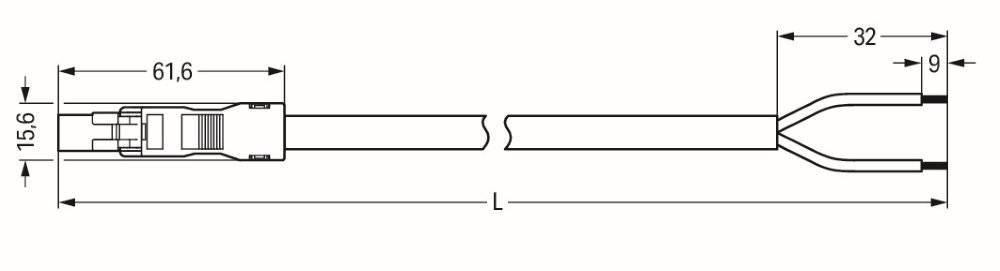 WAGO WINSTA MINI 2-5x1,5 mm² Anschlussleitung, Stecker - offenes Leitungsende, 2 polig, schwarz-1