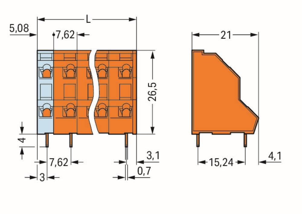 Wago Doppelstock-Leiterplattenklemme;2,5 mm²;Rastermaß 7,62 mm;orange - 736-603 - 84 Stück-1