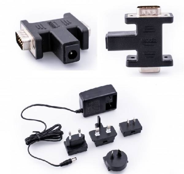 KVASER DB9-Power Inlet (00973-8): CAN-Zwischenstecker (D-Sub-9) für externe Stromversorgung im CAN-Bus, inkl. Netzteil