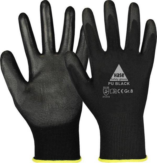 Feinstrick-Schutzhandschuh PU Grey/Black/White 509560-10 Größe 10 Farbe schwarz Trägermaterial Polyestergestrick Gauge 1