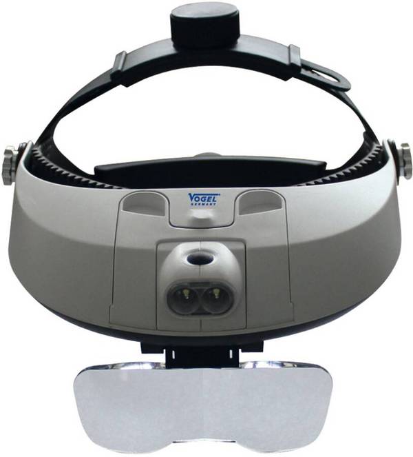 Kopfbandlupe mit LED-Leuchte 600230 Vergrößerung 1x / 1,5x / 2x / 2,5x / 3x / 3,5x / 4x / 4,5x / 5,0x / 5,5x / 6x Sichtf