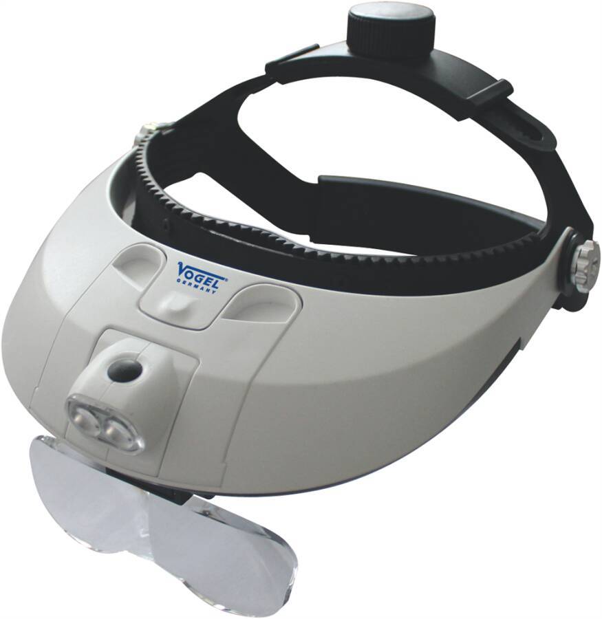 Kopfbandlupe mit LED-Leuchte 600230 Vergrößerung 1x / 1,5x / 2x / 2,5x / 3x / 3,5x / 4x / 4,5x / 5,0x / 5,5x / 6x Sichtf-1