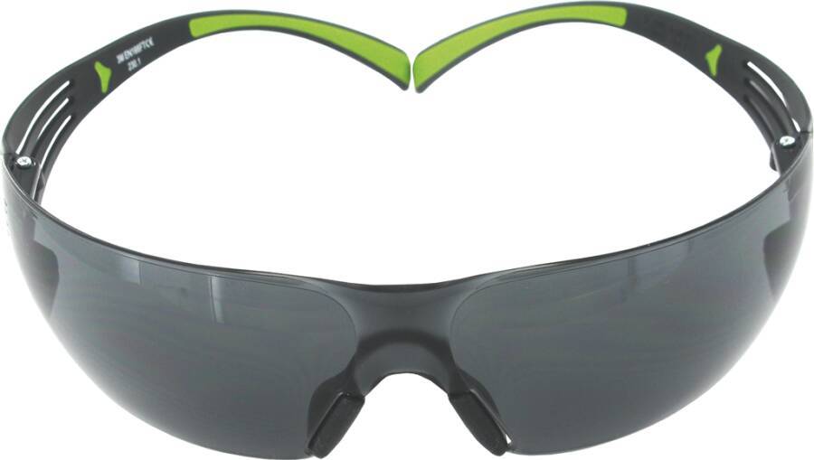 Schutzbrille 3M™ SecureFit™ 400 SF402AF Rahmen schwarz / grün Scheibe grau Scheibenkennzeichnung 5-3.1 3M 1 FT Beschicht-0
