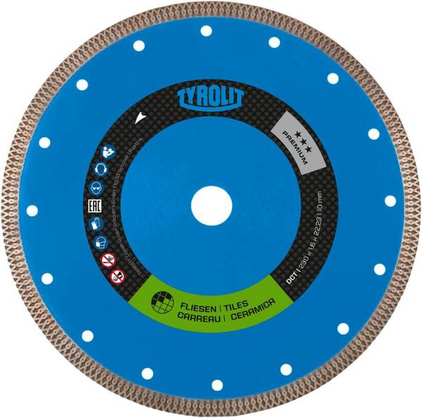 Fliesen-Diamant-Trennscheibe Premium DCT 639560 Ø 125 mm Bohrung 22,23 mm Segmenthöhe 10 mm