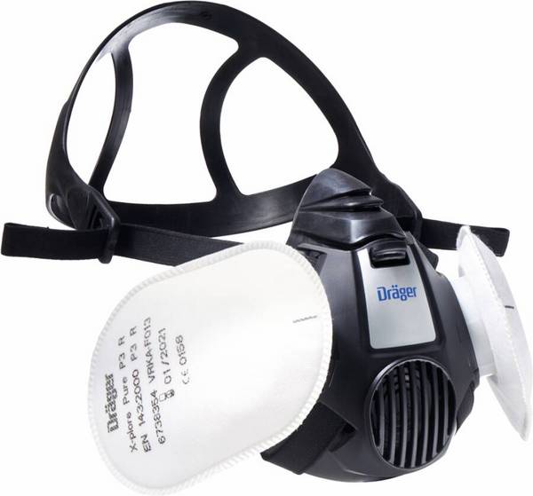 Halbmaske X-plore® 3500 R55350 Größe M Typ Einzelmaske Material Dräger-Flex, silikonfrei Scheibe ohne Anschluss Bajonett