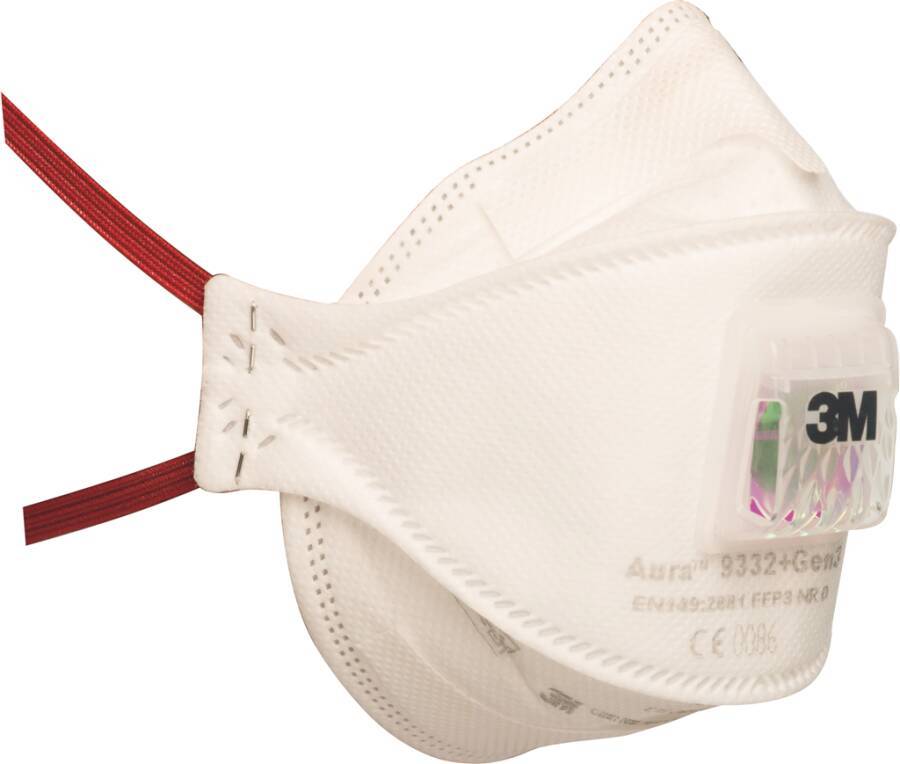 Partikelschutzmasken 3M™ Aura™ GEN3 9332+GEN3 Schutzstufe EN 149:2001 FFP3 NR D Schutzwirkung gegen Partikel zum Grenzwe-0