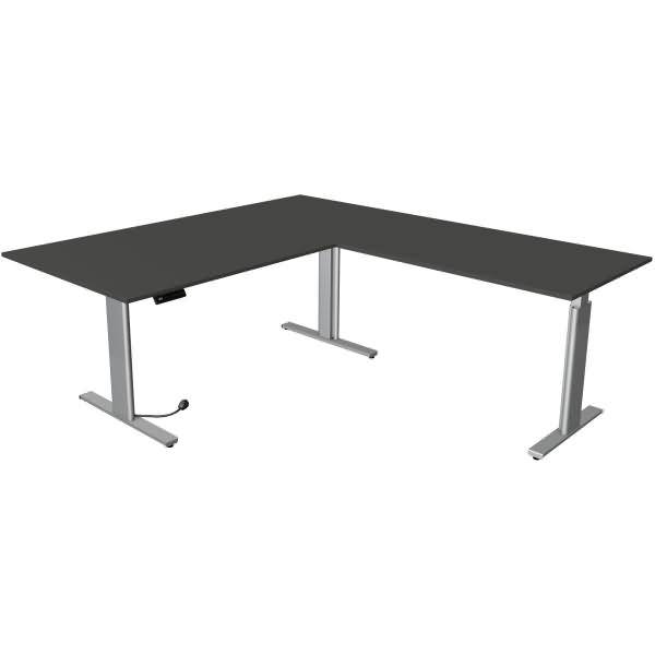 Schreibtisch M-ove silber H720-1200xB2000xT2200mm anth.m.Anbautisch-0
