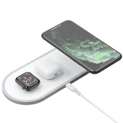 Dudao 3in1 Qi Wireless Charger Pad 10W Ladestation Ladegerät Weiß für Apple Watch, Airpords, iPhone