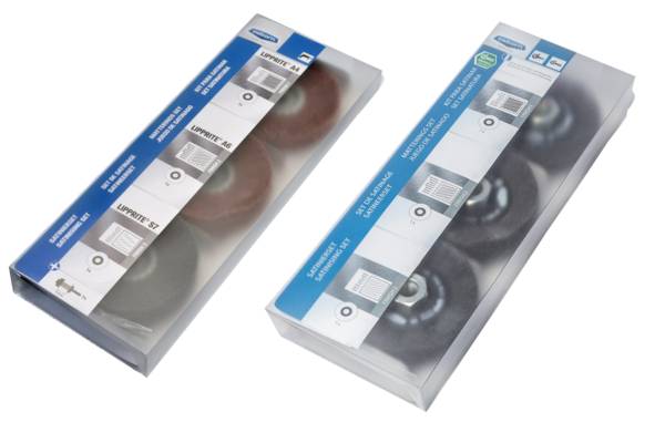 Professionelles Satinierset 4-teilig zum Satinieren von Stahl / Edelstahl und Aluminium mit der Bohrmaschine