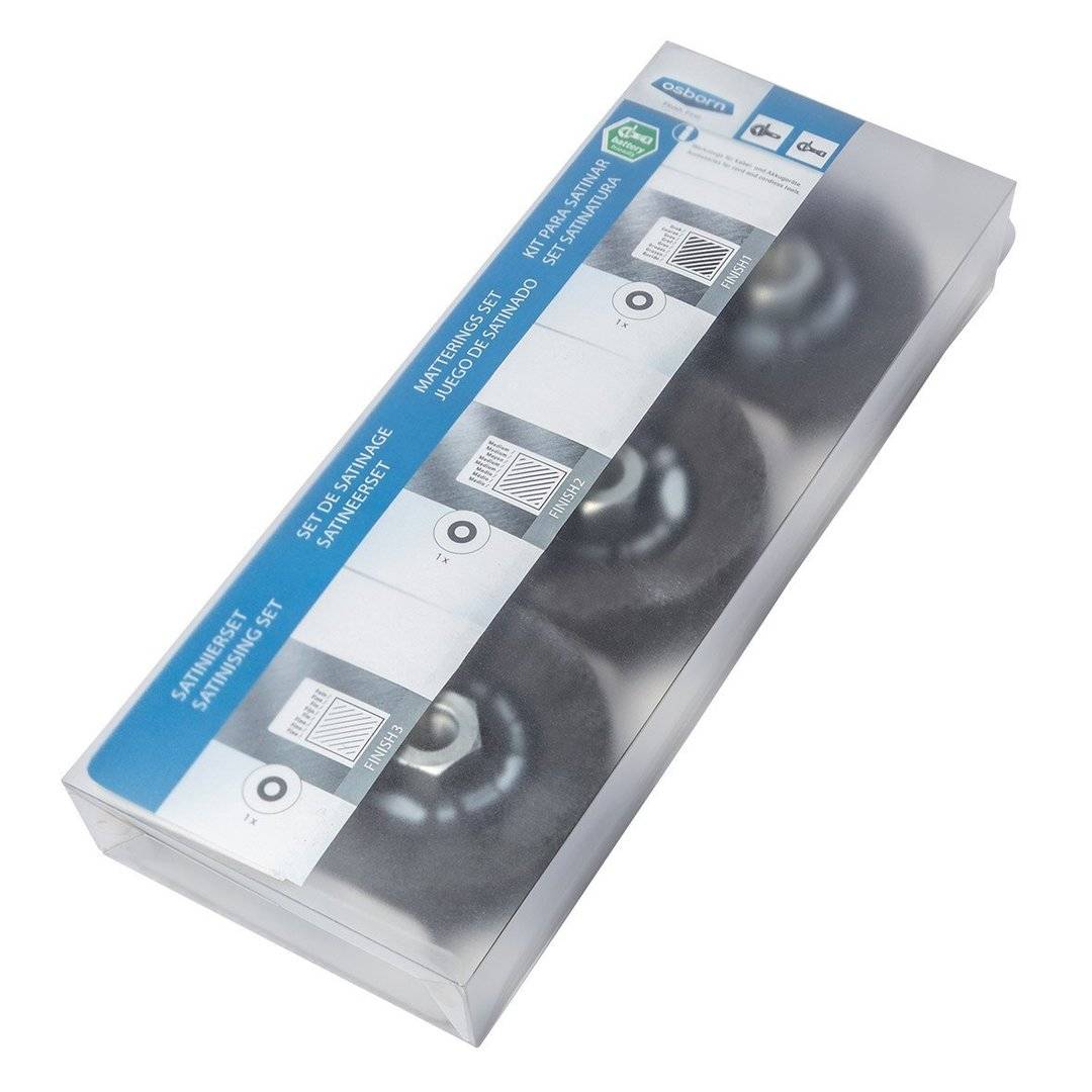 Professionelles Satinierset 4-teilig zum Satinieren von Stahl / Edelstahl und Aluminium mit der Bohrmaschine-1
