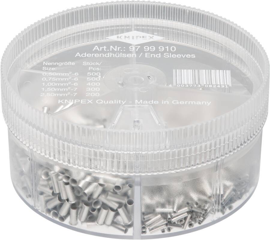 Aderendhülsen-Sortiment isoliert und unisoliert 97 99 910 Ausführung unisoliert Inhalt 500 Stück 0,50mm² x 6mm//500 Stüc-0