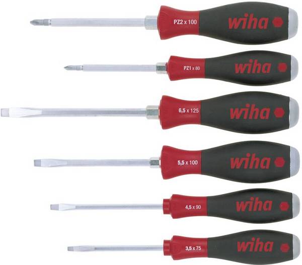 Schraubendrehersatz SoftFinish® mit Stahlkappe 6-tlg. 21251 Ausführung Schlitz/PZ Inhalt Schlitz 3,5-4,5-5,5-6,5 / Kreuz