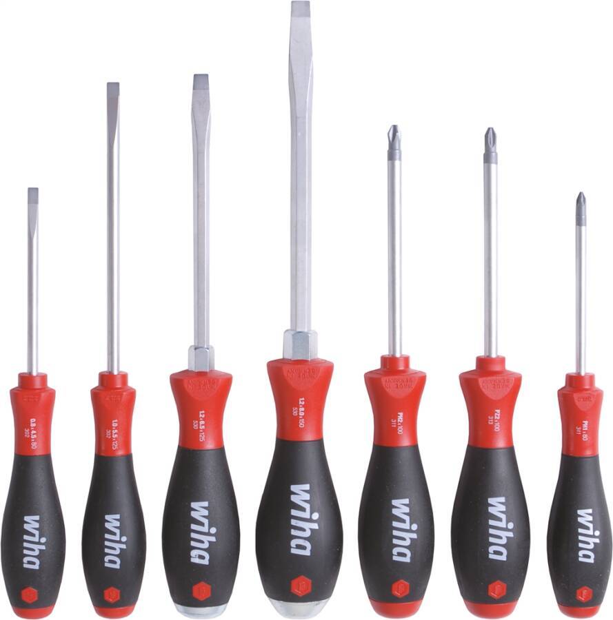 Schraubendrehersatz SoftFinish® 7-tlg. 40585 Ausführung Schlitz/PH/PZ Inhalt Schlitz 4,5-5,5-6,5-8 / PH 1-2 / PZ 2-0