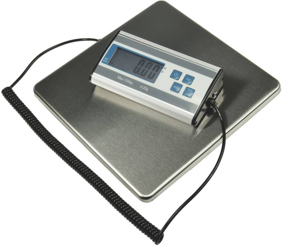 Paketwaage bis 120 kg 22562 max. Tragfähigkeit 120 kg Ablesung 20 g Abmessung Wiegefläche (BxT) 270 x 270 mm-0