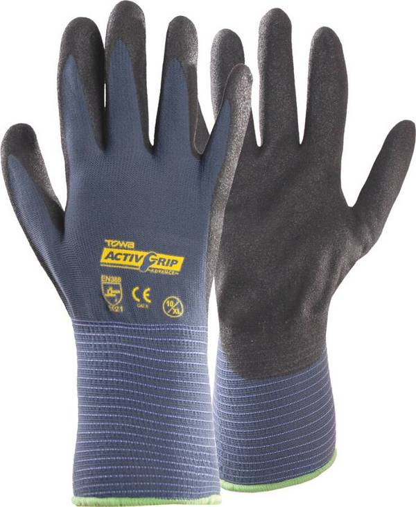 Feinstrick-Schutzhandschuh ActivGrip Advance 161.21 Größe 11 Farbe blau/schwarz Trägermaterial Nylon Beschichtung Nitr