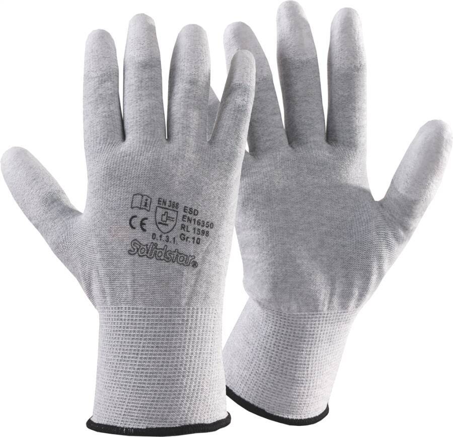 Feinstrick-Schutzhandschuh antistatisch 71063706 Größe 06 Farbe grau Trägermaterial Polyester / Karbonfaser Beschichtung-0