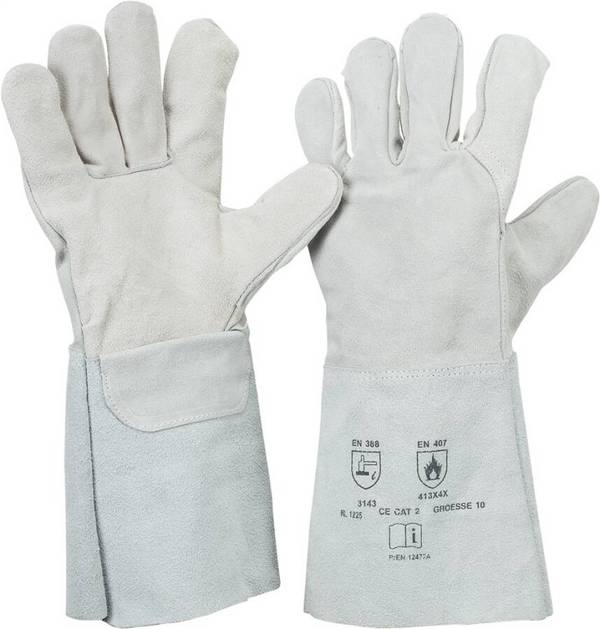 5-Finger-Spaltleder-Schutzhandschuh 71030500 Größe 10 Farbe natur Trägermaterial Rindspaltleder Gauge - Mat.-Stärke - mm