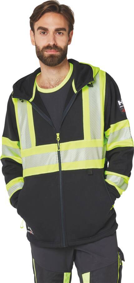 Warnschutz-Kapuzen-Sweatjacke ICU Klasse 1 79273_369-M Größe M Farbe warngelb / schwarz-2