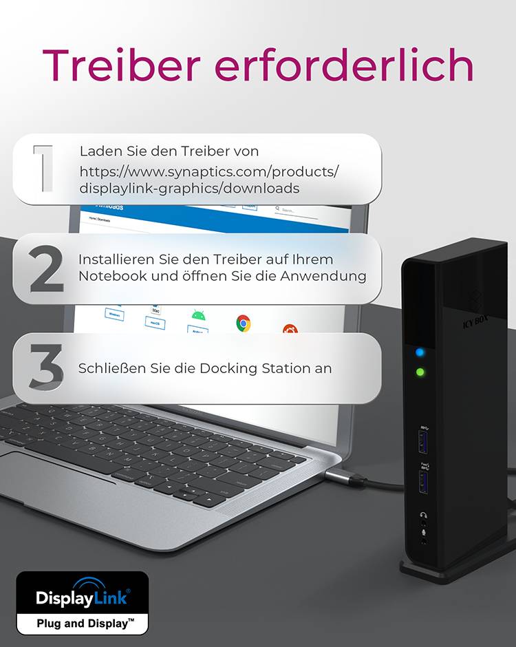 IB-DK2251AC, DisplayLink USB 3.0 Notebook DockingStation, 2x HDMI® bis zu 2K@60 Hz-1