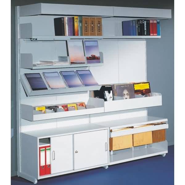 Bibliotheks-Regal Univers Ständer einseitig Anbaufeld BxH 75x250cm lichtgrau-1