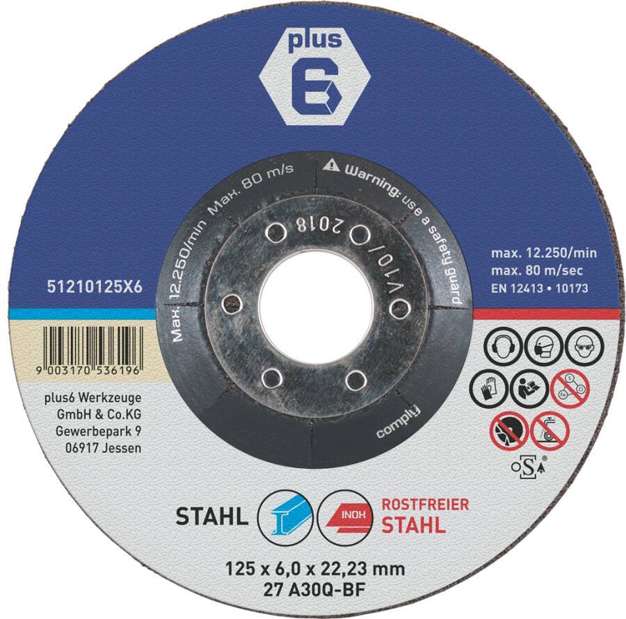 Schruppscheibe Stahl oder Edelstahl plus6 51210125X6 Ø 125 mm Breite 6 mm Bohrung 22,23 mm-0
