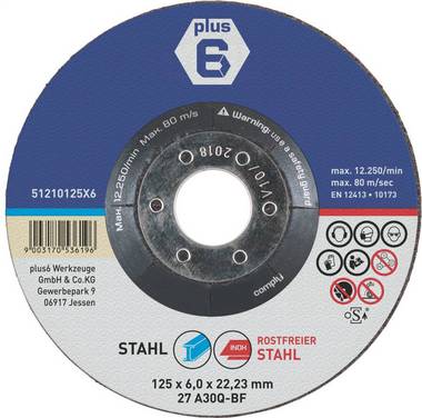 Schruppscheibe Stahl oder Edelstahl plus6 51210125X6 Ø 125 mm Breite 6 mm Bohrung 22,23 mm