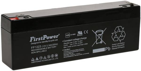 FirstPower Blei-Gel Akku FP1223 VdS 12V 2,3Ah, 12V, Lead-Acid