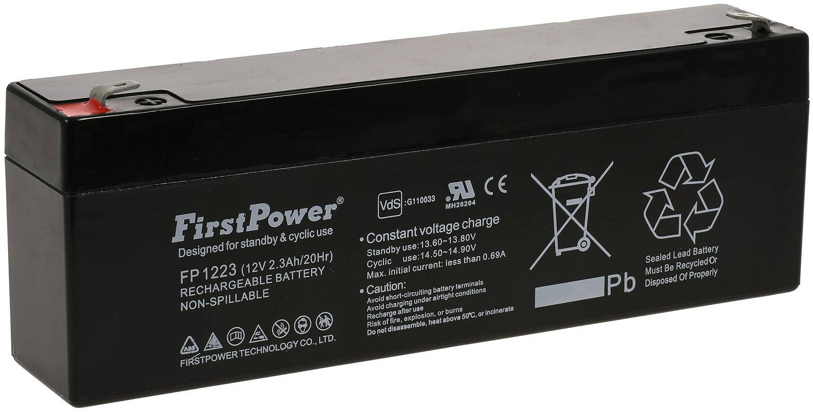 FirstPower Blei-Gel Akku FP1223 VdS 12V 2,3Ah, 12V, Lead-Acid-0