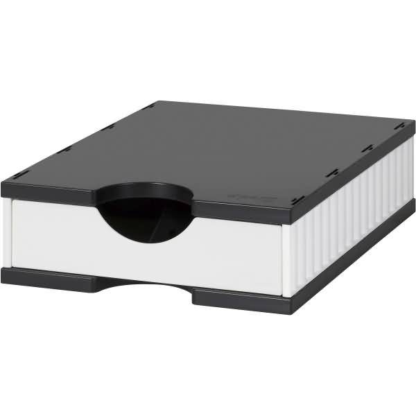 Aufbewahrungsbox styrodoc uno SET 1 Fach weiß/schwarz Schublade wie-1