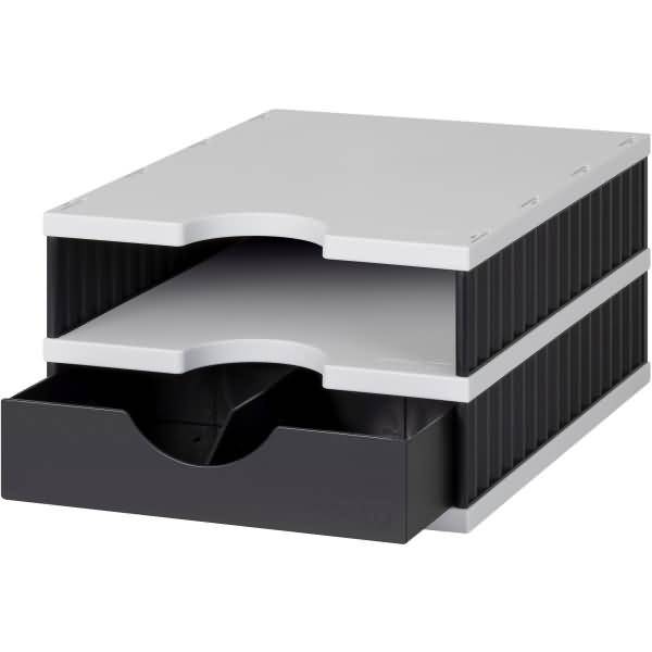 Aufbewahrungsbox styrodoc uno SET 2 Fächer schwarz/grau Schublade schwarz-0