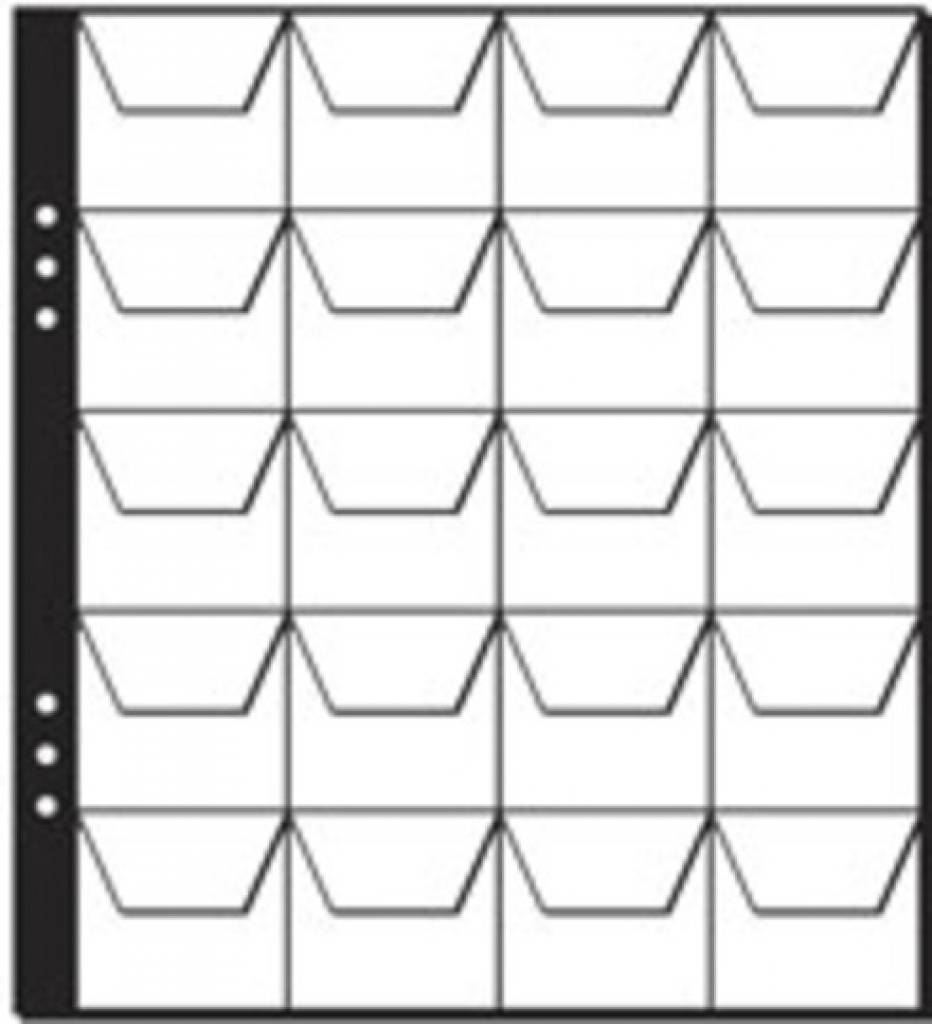 Pagna Münzhüllen 20 Fächer, Coin holder sheet, Schwarz, Transparent, 4,5 cm, 5 Stück(e), 215 x 235 mm, 20 Münzen-1