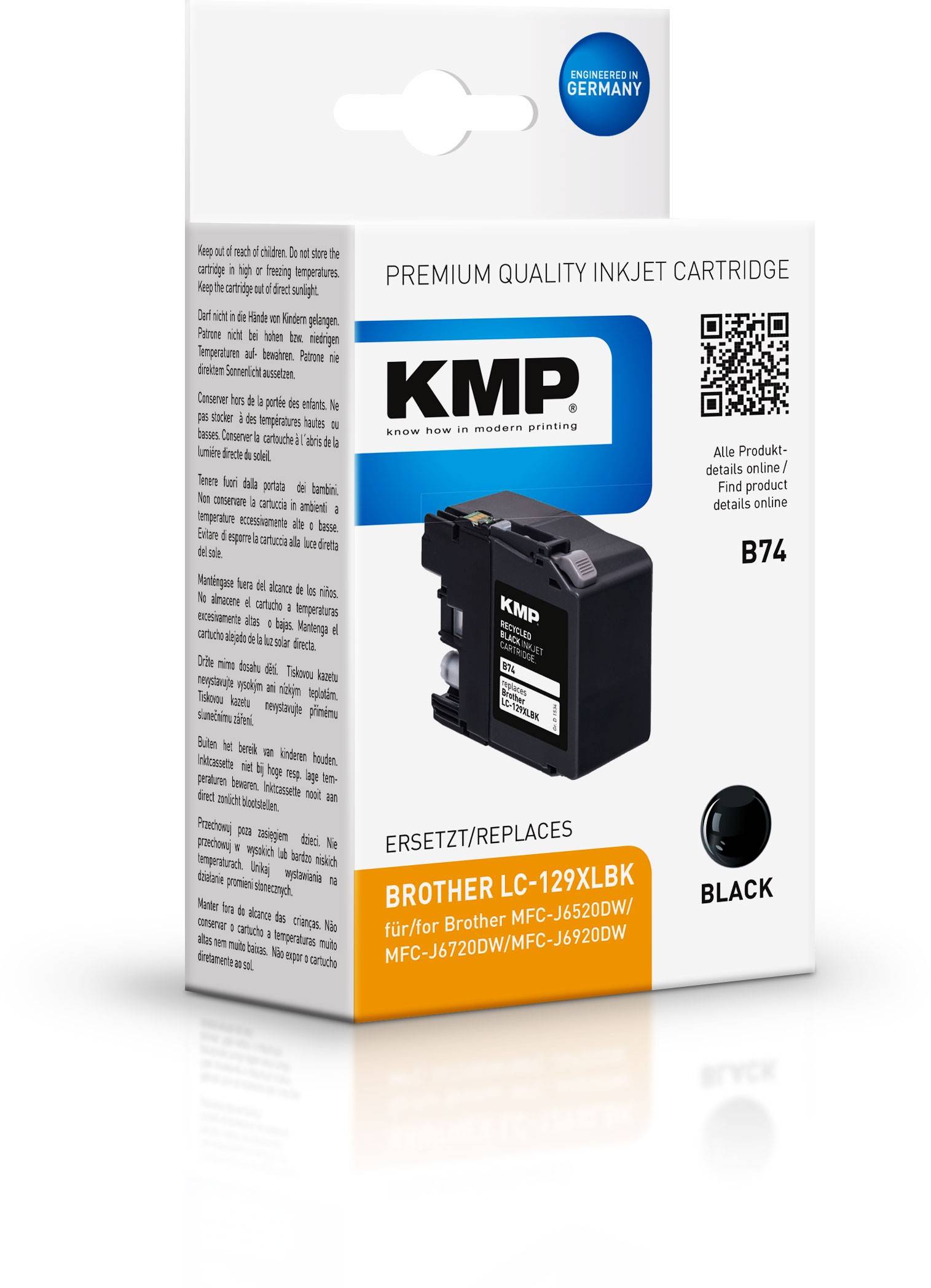 KMP B74 - 50 ml - Hohe Ergiebigkeit - Schwarz - kompatibel - Tintenpatrone (Alternative zu: Brother LC129XLBK)-1