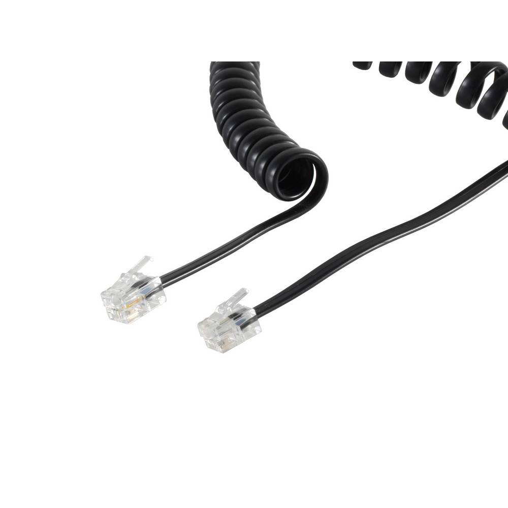 Telefonhörer-Spiralkabel--2x 4P4C schwarz 10m-1