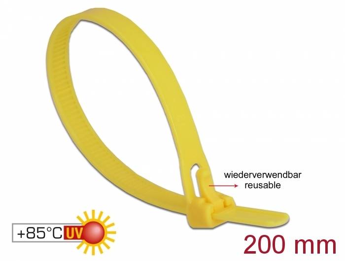 DeLOCK - Kabelbinder - 20 cm - Gelb (Packung-1