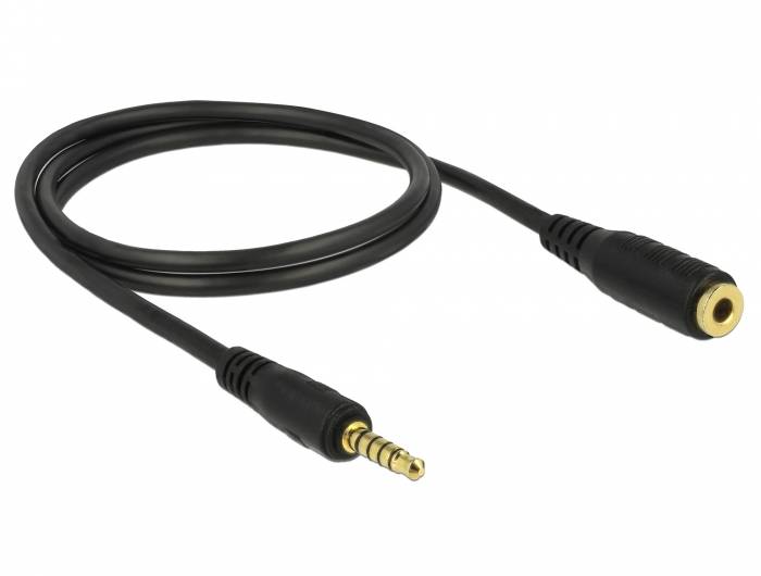 3,5mm Klinken-Verlängerungskabel 5 polig schwarz - Länge: 1,0 m-1