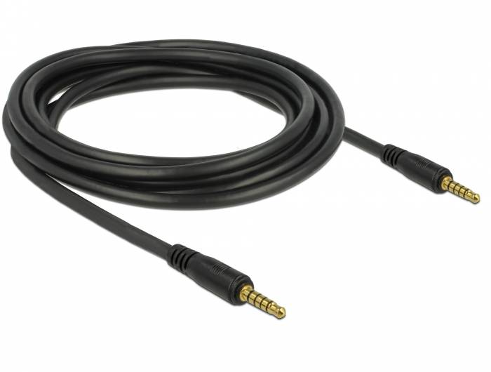 Delock Klinkenkabel 3.5 mm 5 Pin Stecker zu 3 m schwarz Schwarz-1