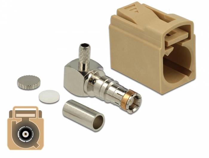 DeLOCK 89724, FAKRA L, Männlich, 90°, Gold, Beige, Edelstahl, Messing, Kupfer, Nickel, Kunststoff-0