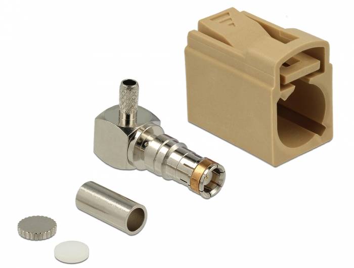 DeLOCK 89724, FAKRA L, Männlich, 90°, Gold, Beige, Edelstahl, Messing, Kupfer, Nickel, Kunststoff-1