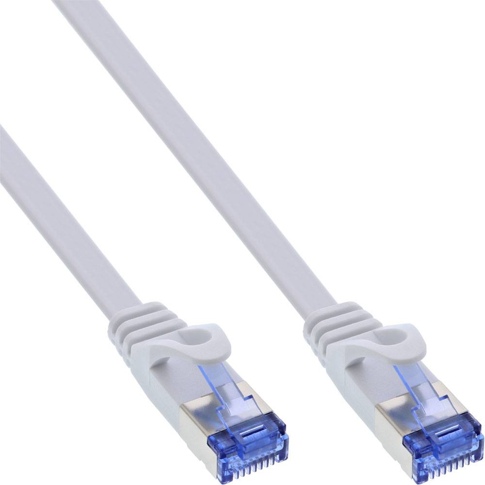 InLine® Patchkabel flach, U/FTP, Cat.6A, weiß, 2 m-1